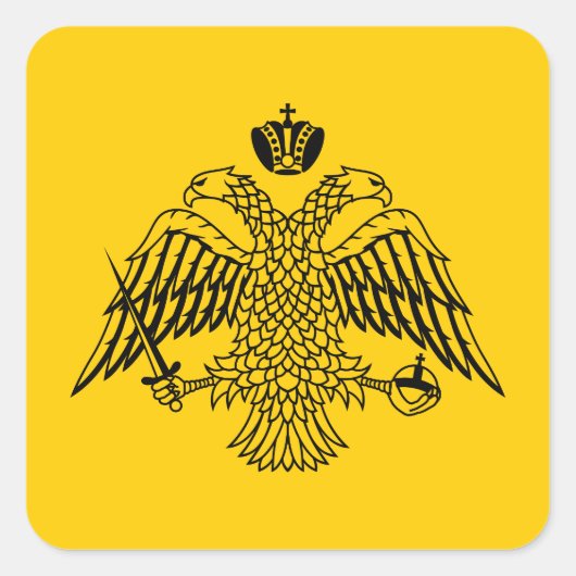 Flagge der griechisch-orthodoxen Kirche Quadratischer Aufkleber (Vorderseite)