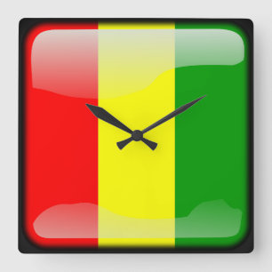 Flagge der Guinea Quadratische Wanduhr
