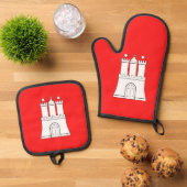 Flagge der Hamburger Postkarte Ofenhandschuh & Topflappen-Set (Oben Unten)