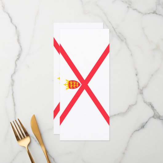 Flagge der Insel Jersey Menükarte (Vorderseite/Rückseite Beispiel)