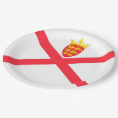 Flagge der Insel Jersey Pappteller (Schrägansicht)
