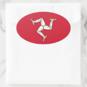 Flagge der Insel Man Ovaler Aufkleber (Tasche)