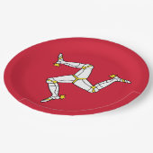 Flagge der Insel Man Pappteller (Schrägansicht)