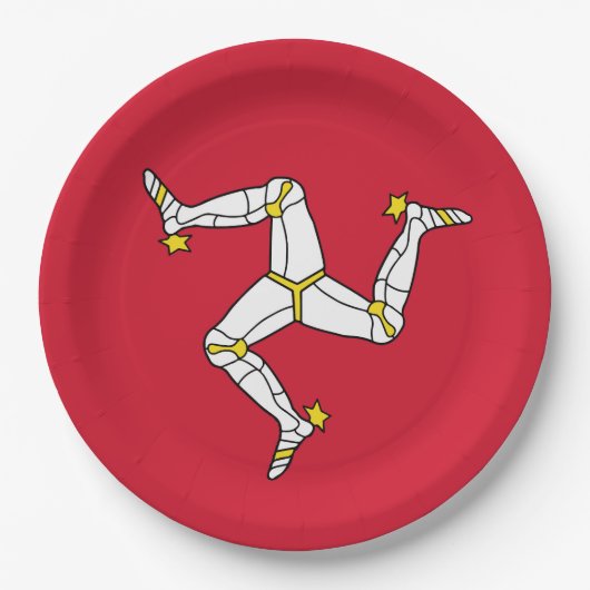 Flagge der Insel Man Pappteller (Vorderseite)