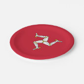 Flagge der Insel Man Pappteller (Schrägansicht)