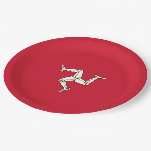 Flagge der Insel Man Pappteller (Schrägansicht)
