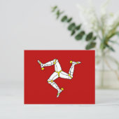 Flagge der Insel Man Postkarte (Stehend Vorderseite)