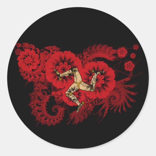 Flagge der Insel Man Runder Aufkleber (Vorderseite)