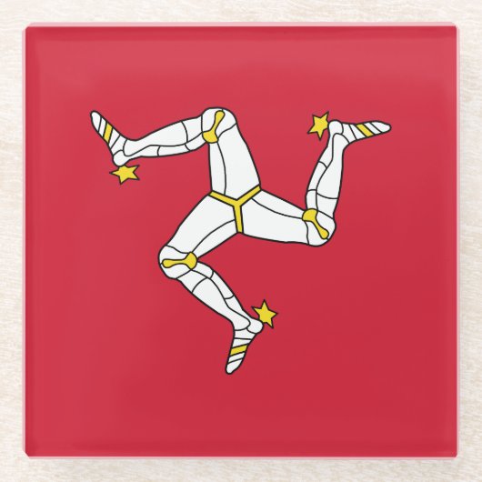 Flagge der Isle of Man Glasuntersetzer (Vorderseite)