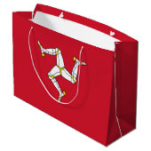 Flagge der Isle of Man Große Geschenktüte (Rückseite Schrägansicht)