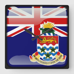 Flagge der Kaimaninseln Quadratische Wanduhr