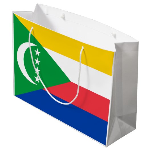 Flagge der Komoren Große Geschenktüte (Rückseite Schrägansicht)