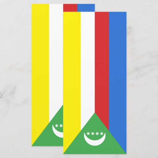Flagge der Komoren Menükarte (Vorne/Hinten)