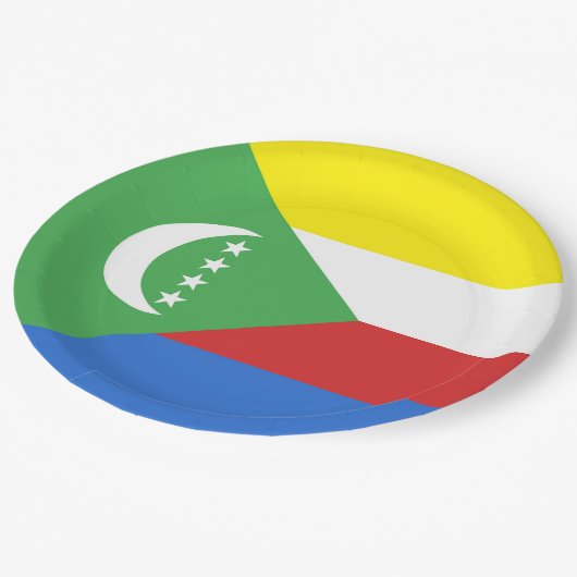 Flagge der Komoren Pappteller (Schrägansicht)