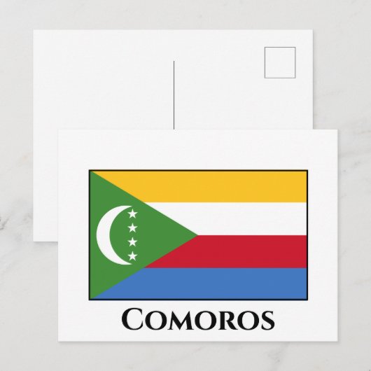 Flagge der Komoren Postkarte (Vorne/Hinten)