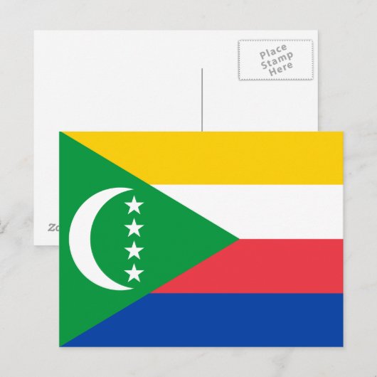 Flagge der Komoren Postkarte (Vorne/Hinten)
