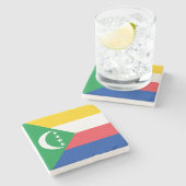 Flagge der Komoren Steinuntersetzer (Seitenansicht)