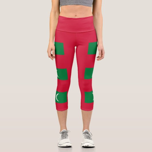 Flagge der Malediven Capri Leggings (Vorderseite)