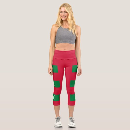 Flagge der Malediven Capri Leggings (Vorderseite)