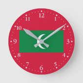 Flagge der Malediven Runde Wanduhr (Vorderseite)
