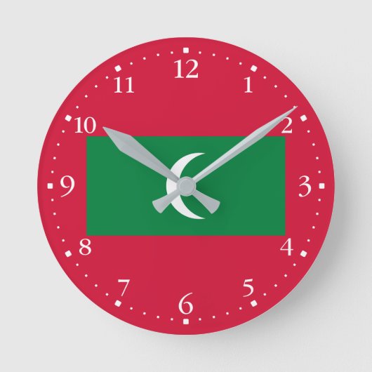 Flagge der Malediven Runde Wanduhr (Vorderseite)