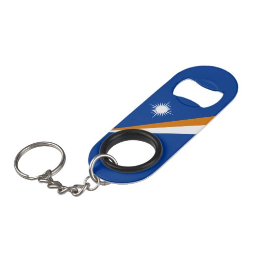 Flagge der Marshall-Inseln Mini Flaschenöffner (Vorderseite Schrägansicht)