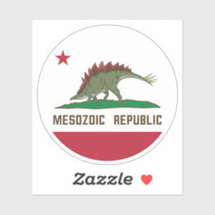 Flagge der Mesozoen Republik Kalifornien Stegosaur Aufkleber
