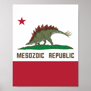 Flagge der Mesozoen Republik Kalifornien Stegosaur Poster