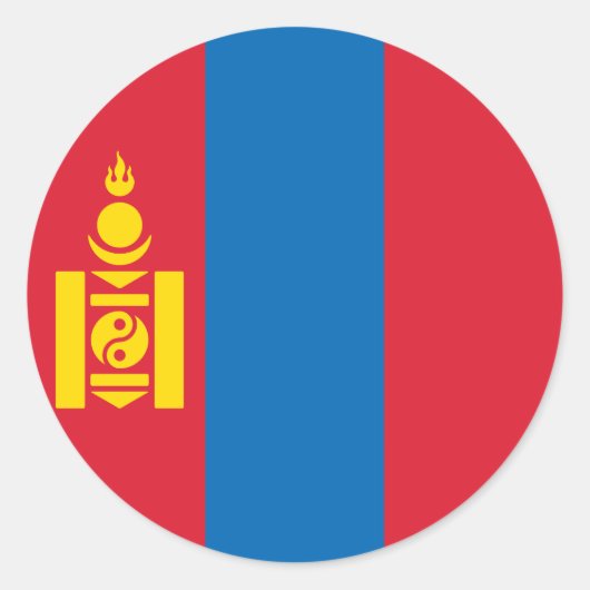 Flagge der Mongolei Runder Aufkleber (Vorderseite)