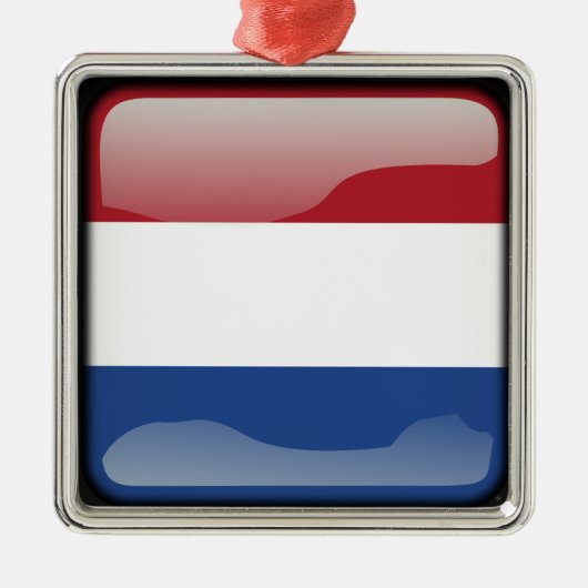 Flagge der Niederlande Silbernes Ornament (Vorne)