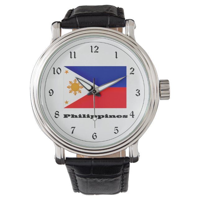 Flagge der Philippinen Armbanduhr (Vorderseite)
