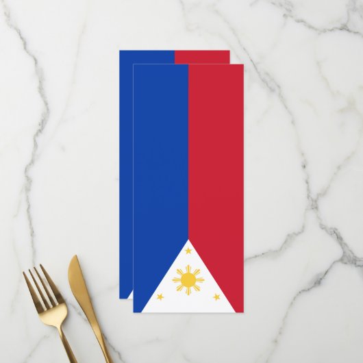 Flagge der Philippinen Menükarte (Vorderseite/Rückseite Beispiel)