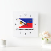 Flagge der Philippinen Quadratische Wanduhr (Zuhause)