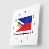 Flagge der Philippinen Quadratische Wanduhr (Winkel)