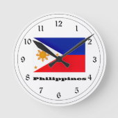 Flagge der Philippinen Runde Wanduhr (Vorderseite)