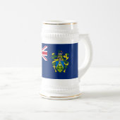 Flagge der Pitcairn-Inseln Bierglas (VorderseiteRechts)