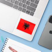 Flagge der Republik Albanien Aufkleber (Laptop mit iPhone)