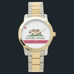 Flagge der Republik Kalifornien Armbanduhr<br><div class="desc">Karo aus unserer coolen Flagge von Kalifornien Flaggen Uhren. Die Zeit,  um den Strand mit unserer stilvollen Cali Uhrensammlung zu erreichen. Unsere Vintagen Uhren aus Kalifornien sind für Damen,  Herren und Kinder erhältlich.</div>