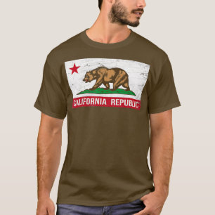 Flagge der Republik Kalifornien CA gestörtes Desig T-Shirt