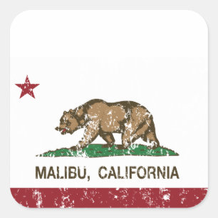 Flagge der Republik Kalifornien Malibu Quadratischer Aufkleber