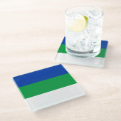 Flagge der Republik Komi Glasuntersetzer (Schrägansicht)