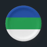 Flagge der Republik Komi Pappteller<br><div class="desc">Patriotische Flagge der Republik Komi.</div>