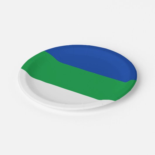 Flagge der Republik Komi Pappteller (Schrägansicht)