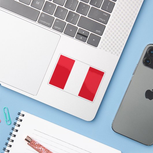 Flagge der Republik Peru Aufkleber (Laptop mit iPhone)