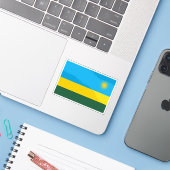 Flagge der Republik Ruanda Aufkleber (Laptop mit iPhone)
