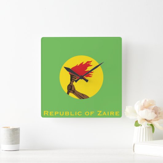 Flagge der Republik Zaire Quadratische Wanduhr (Zuhause)