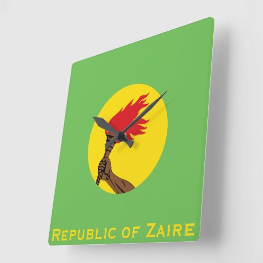 Flagge der Republik Zaire Quadratische Wanduhr (Winkel)