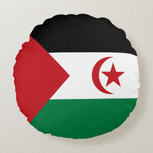 Flagge der Sahrawi Arabischen Demokratischen Repub Rundes Kissen