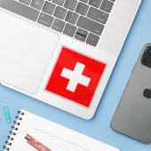 Flagge der Schweiz Aufkleber (Laptop mit iPhone)