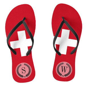 Flagge der Schweiz Badesandalen